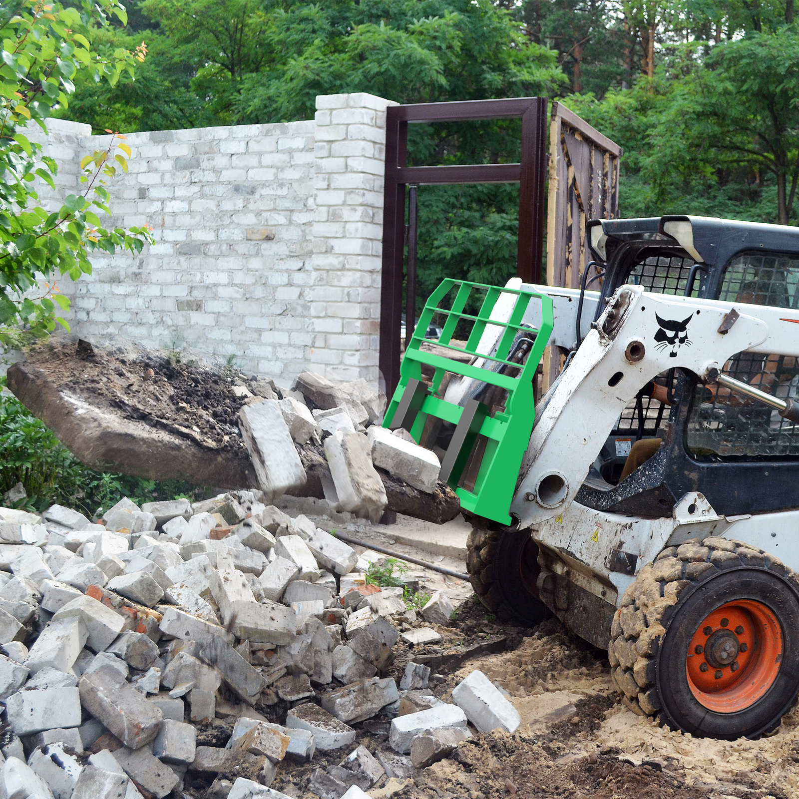 45″ Frame Skid Steer Tractor W/ 48″ Blades Pallet Fork Quick Attachment 4000LBS