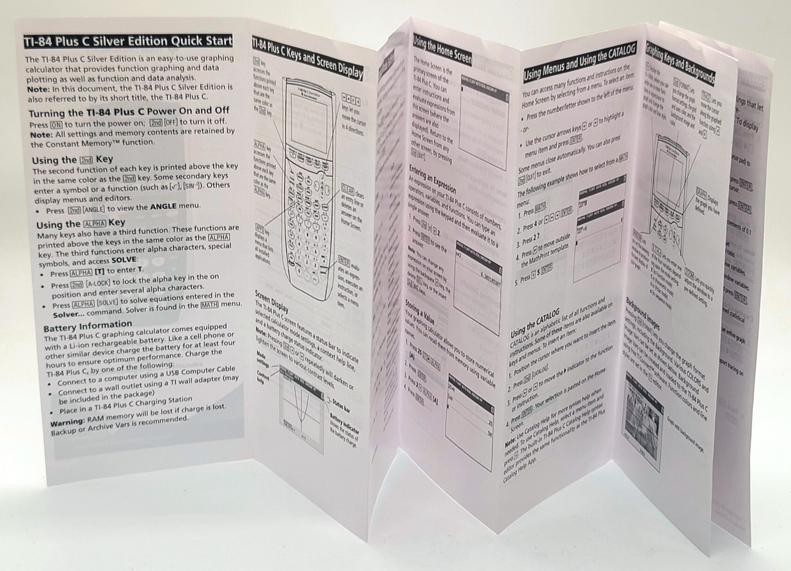 Texas Instruments TI-84 Plus C Silver Edition – Set of 2 Quick Start User Guides
