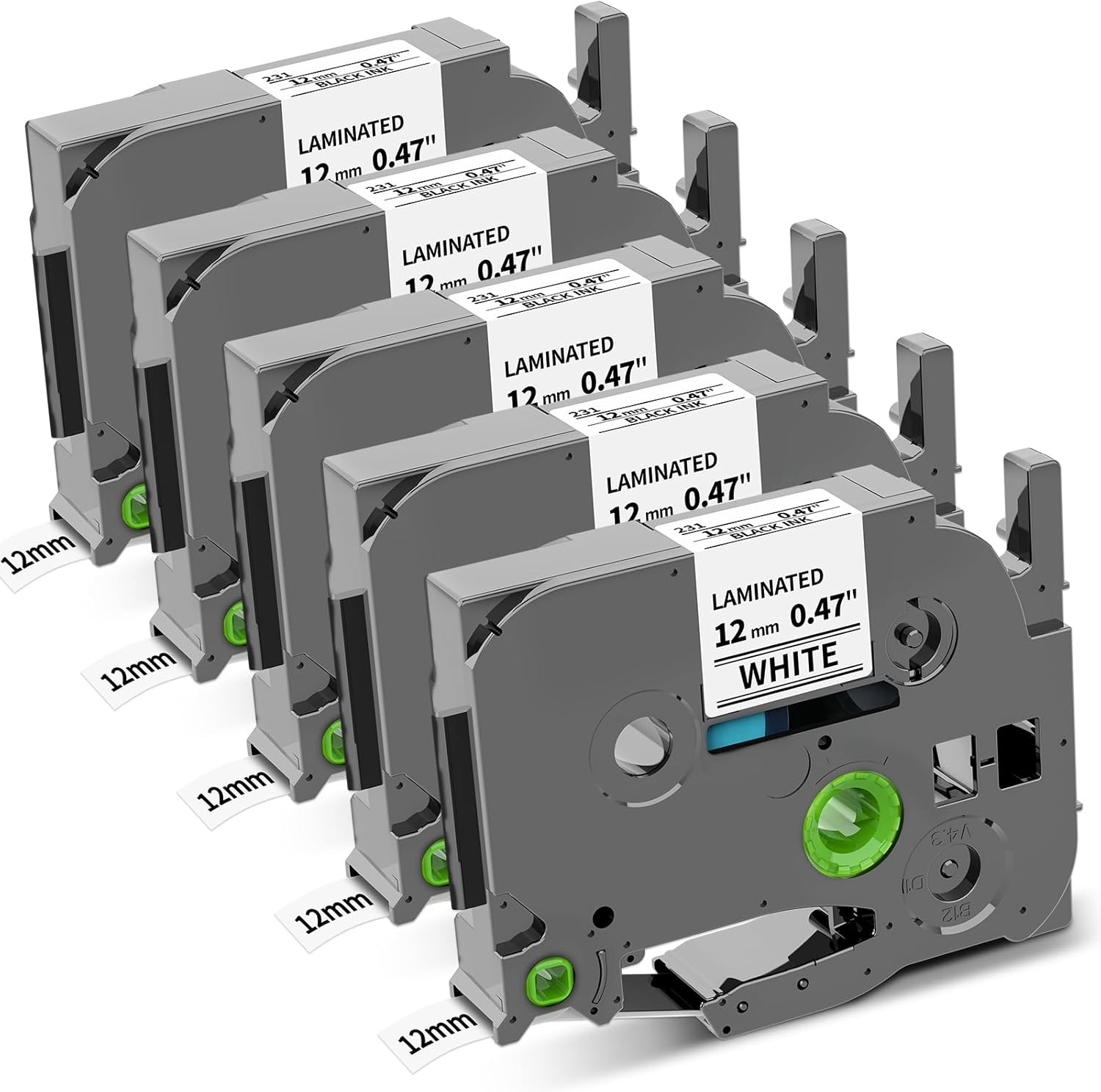5PK TZe-231 TZ-231 For Brother P-Touch White Label Tape 12mm 0.47 1/2″ Laminated