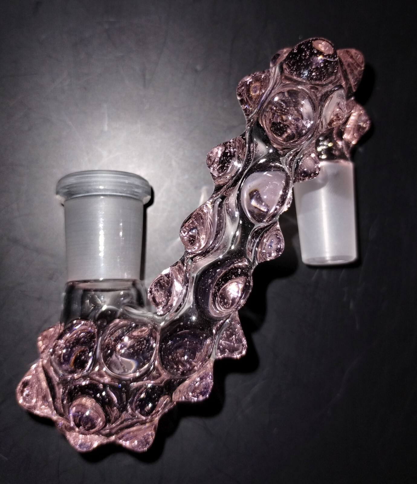 14mm Peach Pink Glass Drop Down Attachment Adapter