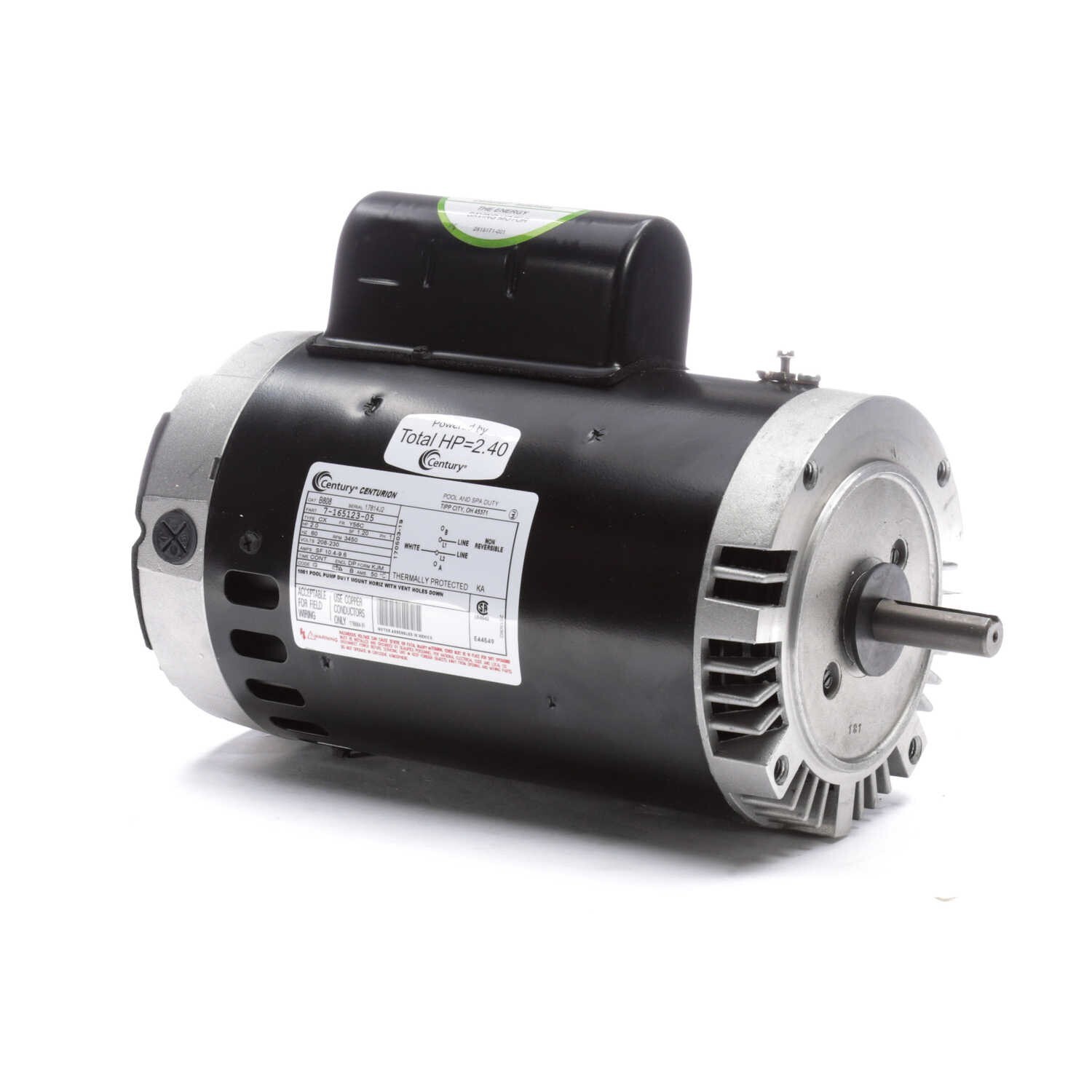 Century B808 Electric Motor 2 HP 3600 Rpm 1PH 208-230 Volt 56C Frame