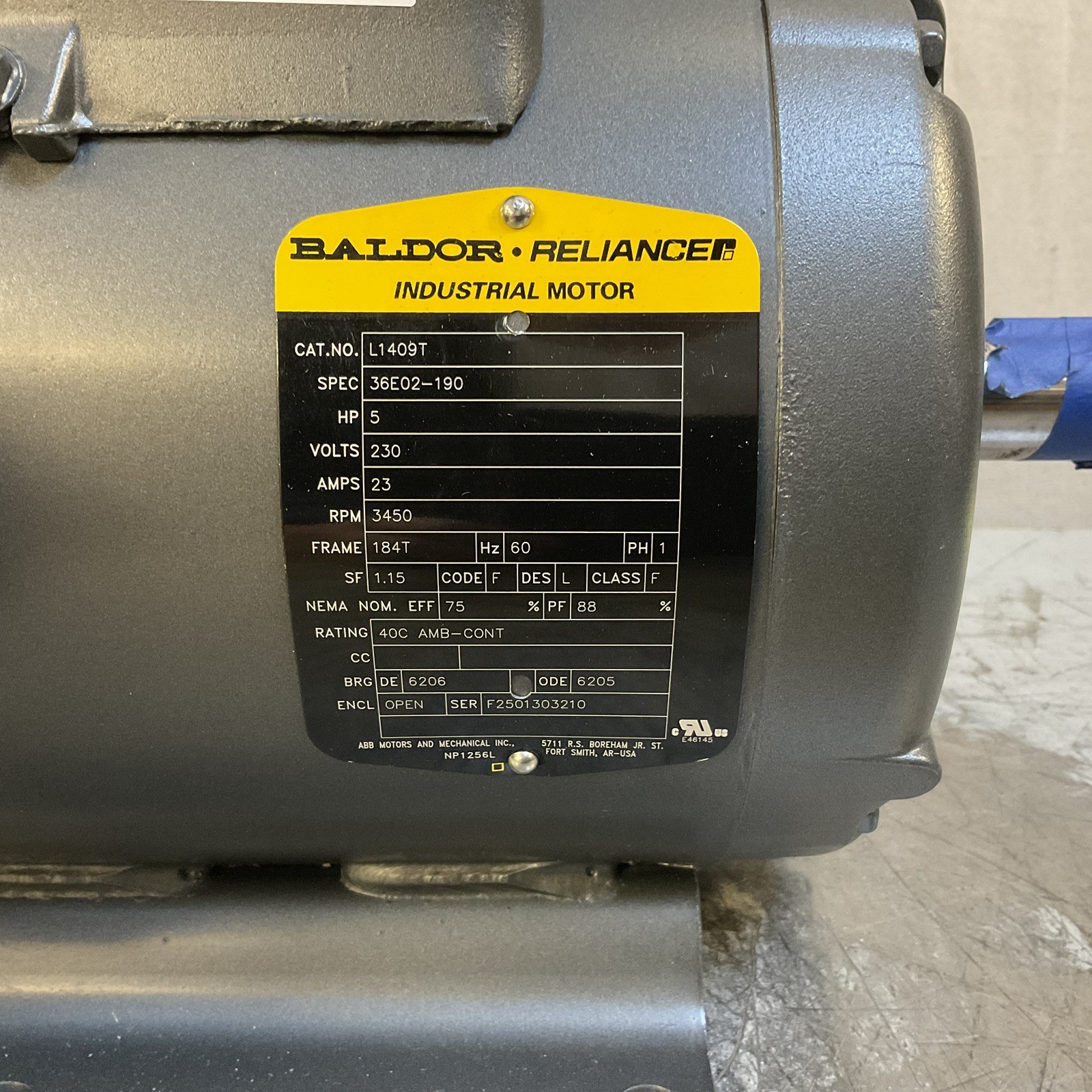 BALDOR L1409T General Purpose Motor 5hp 230V
