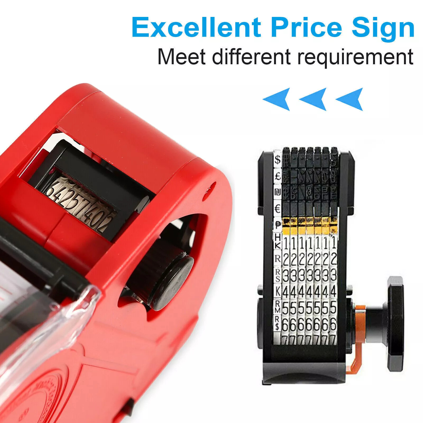 8-Digit Price Tag Gun Marking Machine with Sticker Labels & Ink Roller