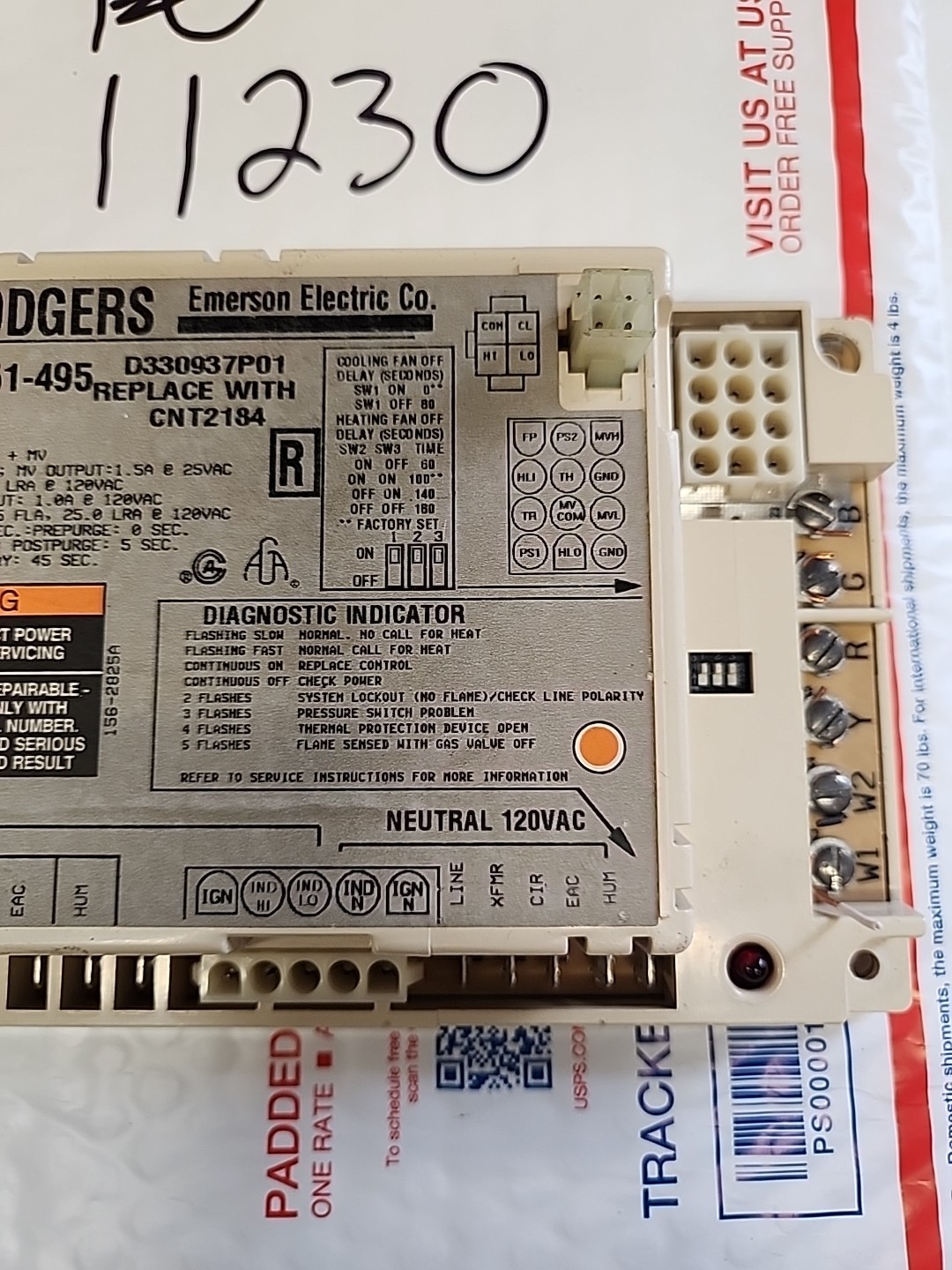 White Rodgers 50A51-495 Ignition Control Circuit Board D330937P01 CNT2184 #37