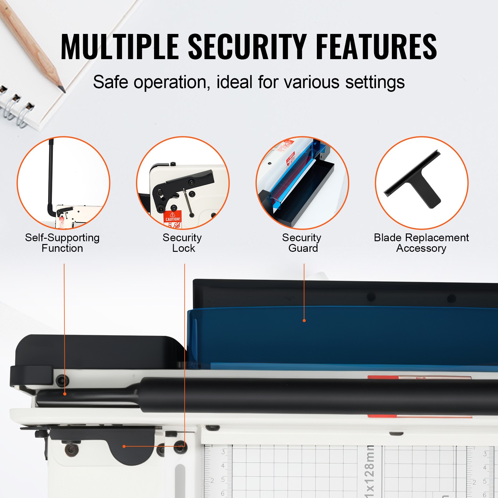 Paper Cutter 12″ A4 Guillotine Paper Trimmer 400 Sheet Capacity Metal Base