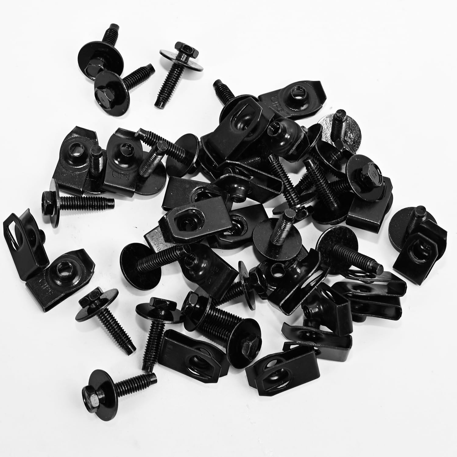 M6-1.0 U Clips Automotive Speed Nuts Hex Head Screws Kit Fender Bumper Clip 50pc