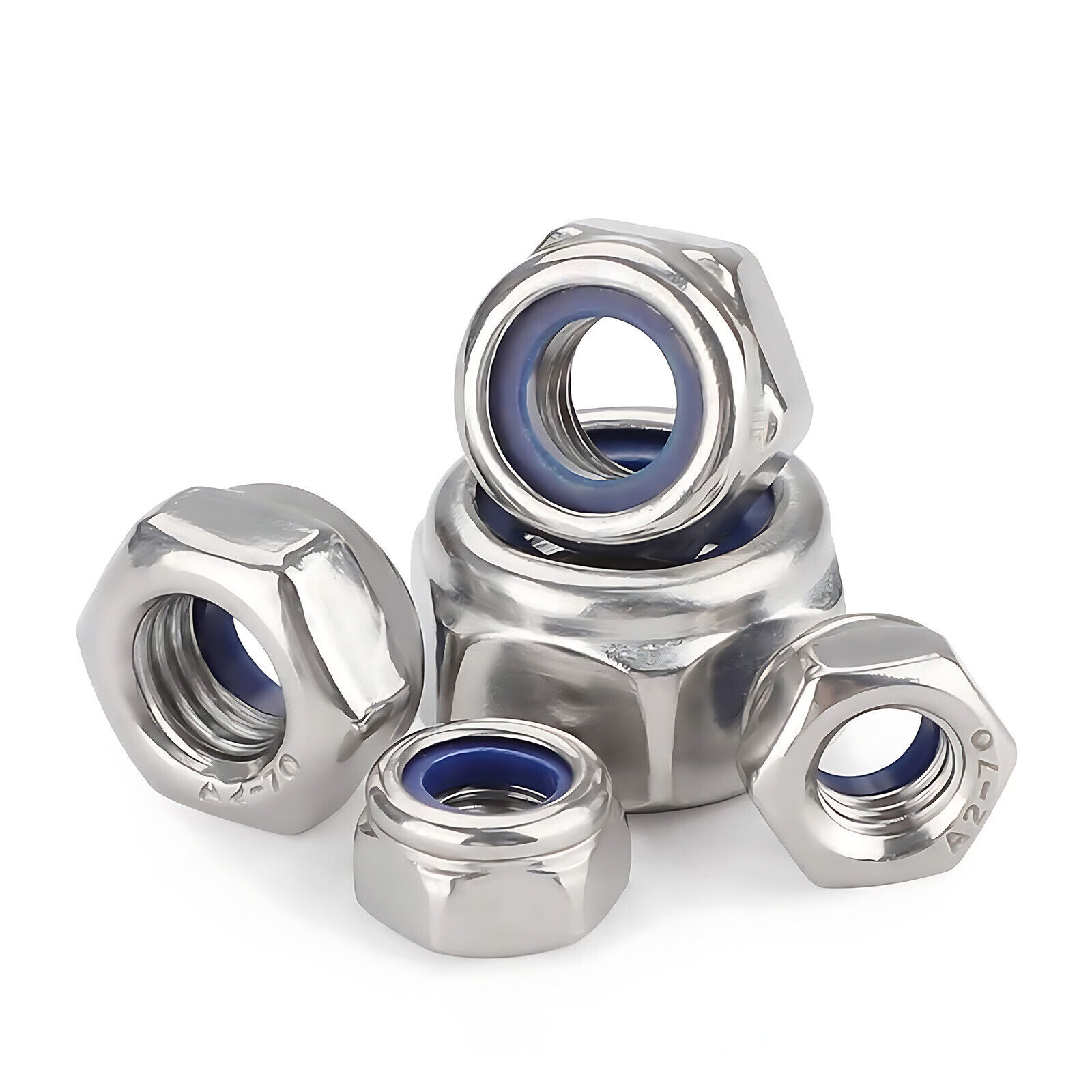 NYLOC NYLON INSERT LOCKING NUTS M2 M2.5 M3 M4 M5-M30 A2 STAINLESS STEEL DIN 985