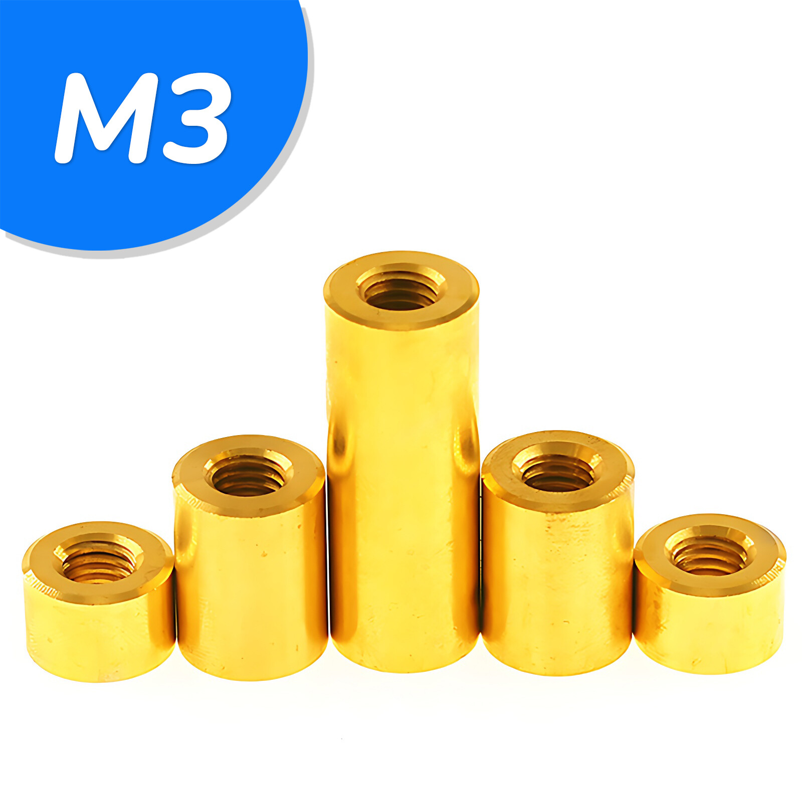 M3 – 3mm Brass Round Rod Coupler Nut Metric Coupling Nuts Connector