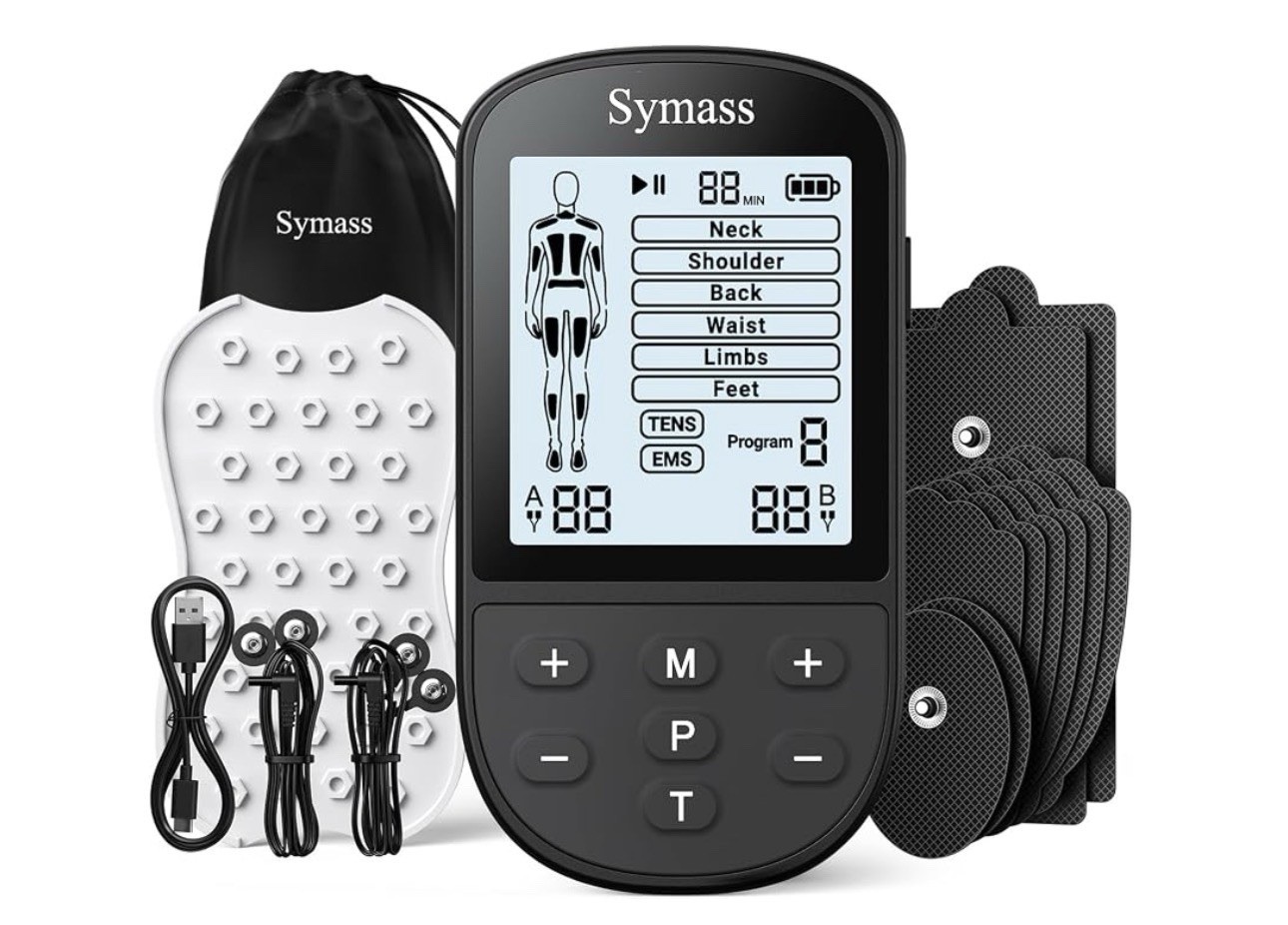 Symass SM9592 2-Channel Handheld 2-in-1 TENS/EMS Unit Physical Rehab