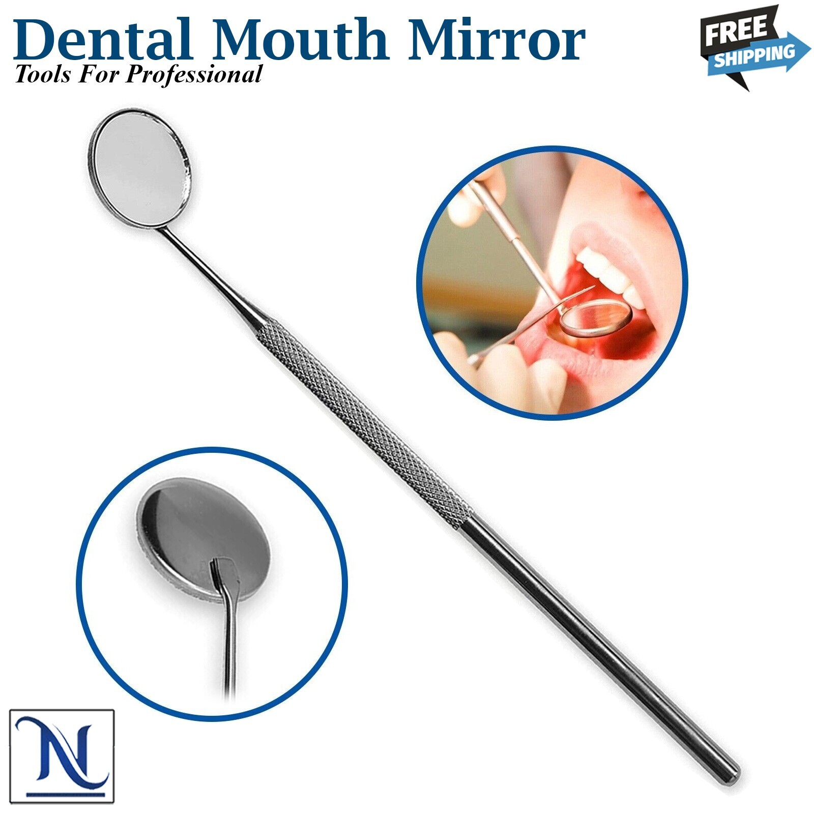 X3 Dental Mouth Mirror Handle Inspection Teeth Oral Clean Tool With Miror #5