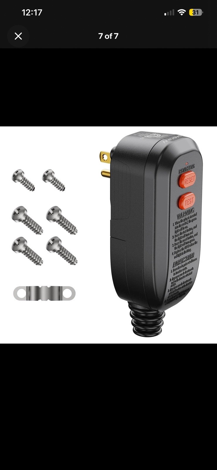 GFCI Replacement Plug Assembly Auto Reset 15 Amp 3 Prongs, 5 Years Warranty, Gro