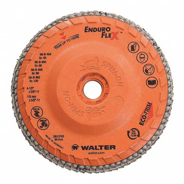 Walter Surface Technologies Flap Disc,Coarse,Grit 40,4-1/2″Dia. 06B454 Walter