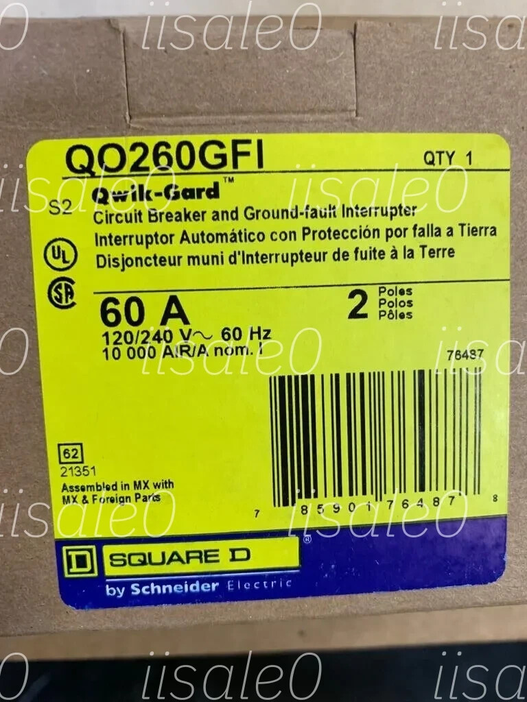 QO260GFI SQUARE D QO 2 POLE 60 AMP GFCI GROUND-FAULT CIRCUIT BREAKER QTY NEW