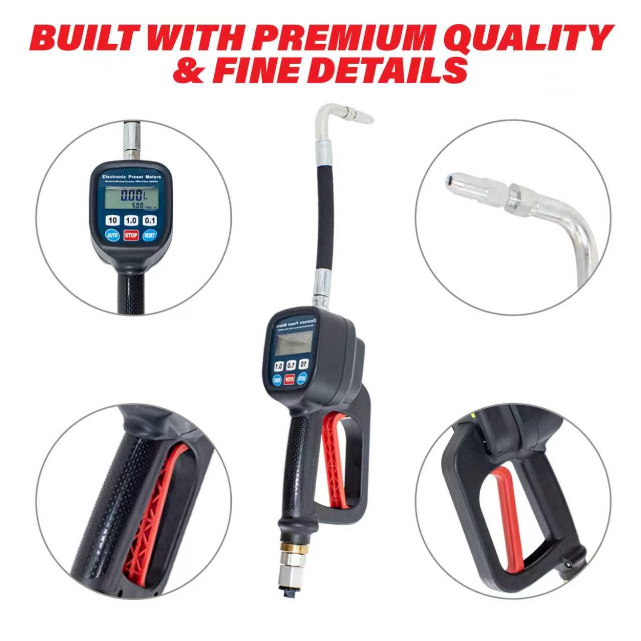 Digital Oil Meter Gun with LCD Display for Lubricants and Diesel, Preset Gun