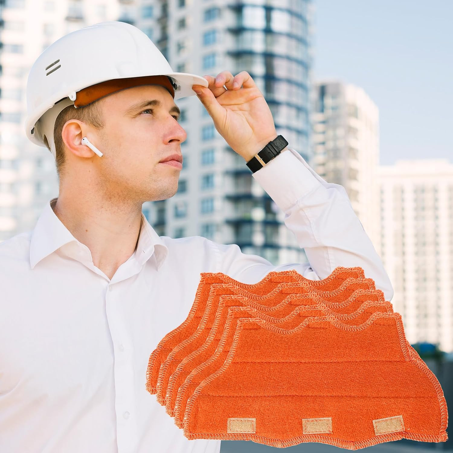 6Pcs Hard Hat Sweatband – Cotton Hard Hat Liner with Hook and Loop, Reusable Har