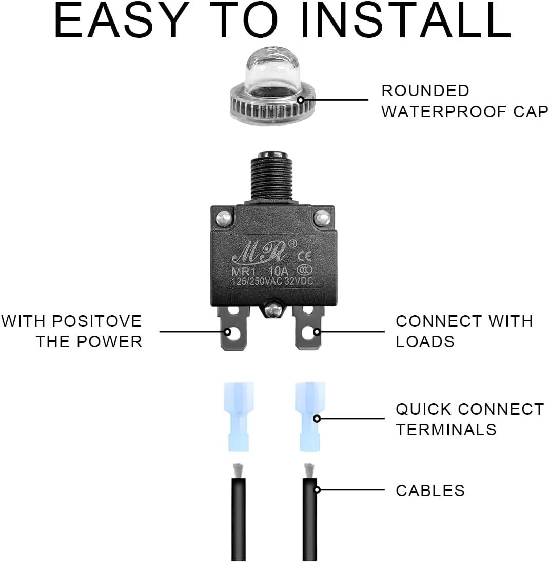 Compact 5 PCS Circuit Breaker Set – Overload Protection and Waterproof Cover