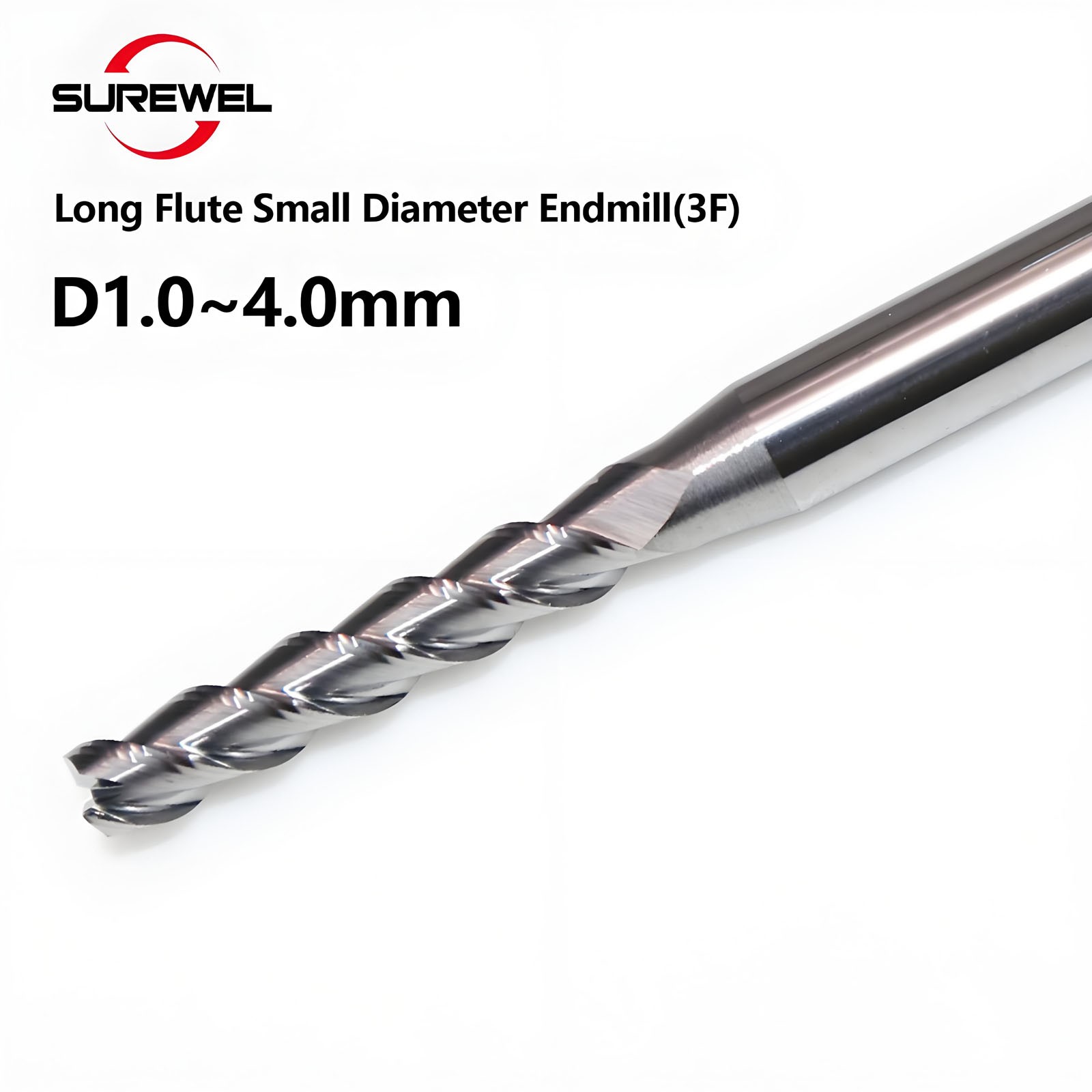 Carbide Long Neck Flute Deep Min End mills 1mm to 4mm CNC Tools Milling Cutter