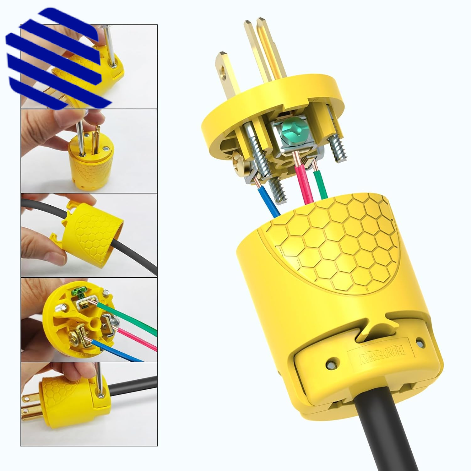 Electrical Replacement Plug & Connector Set Extension Cord Ends Male and Female