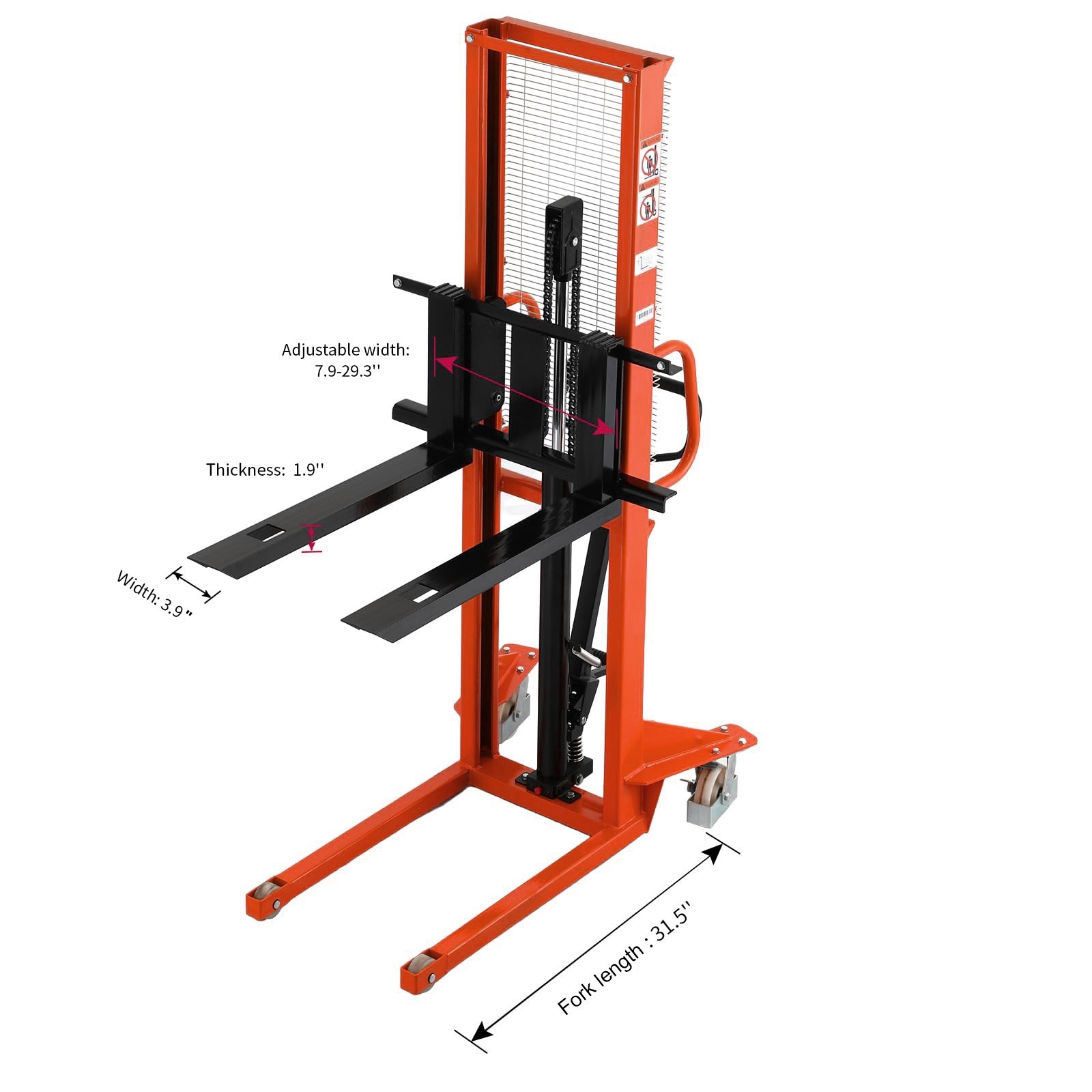 APOLLOLIFT Used 1100lbs Hydraculic Hand Manual Straddle Stacker 63″ Lift