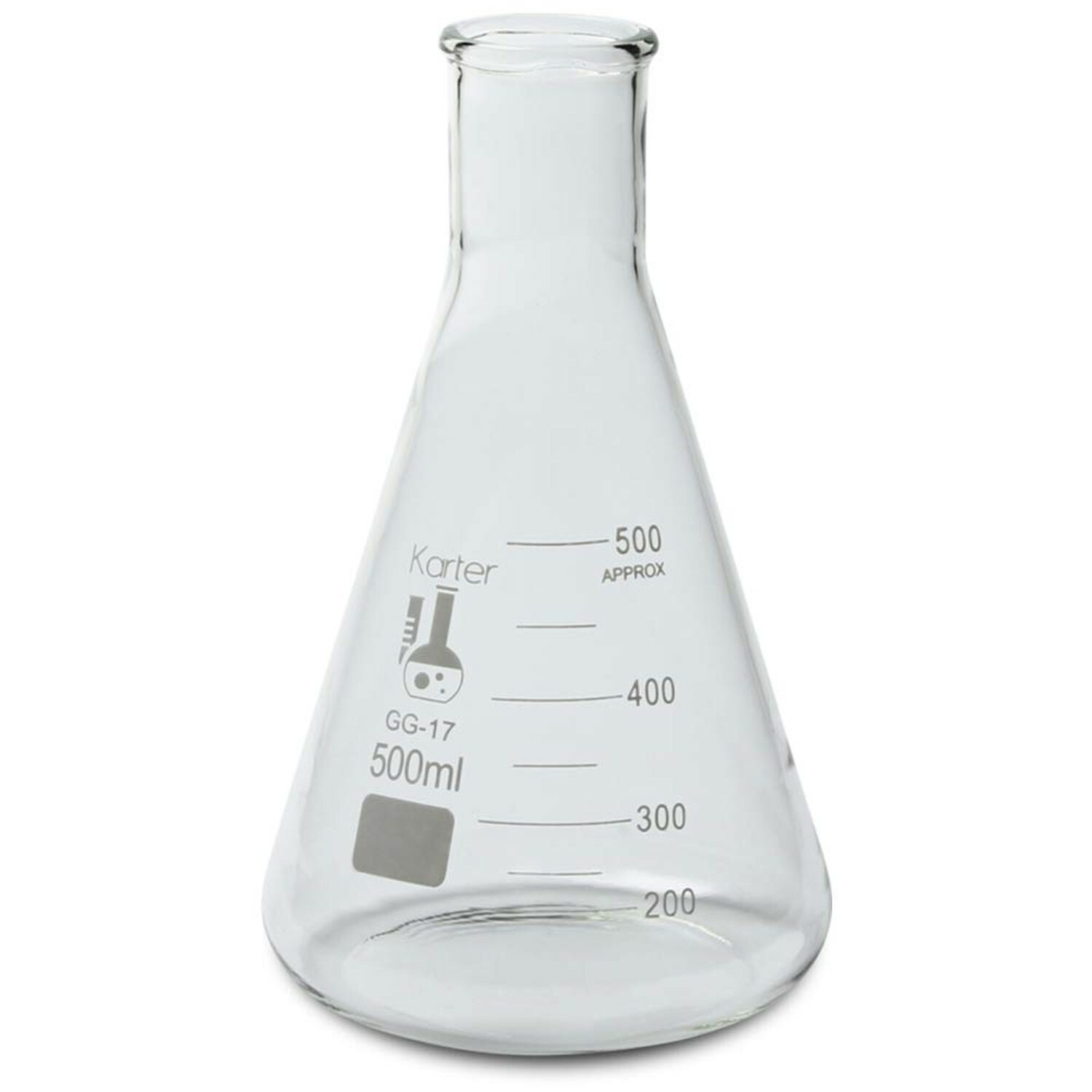 500ml Narrow Mouth Erlenmeyer Flask, 3.3 Borosilicate Glass (Single)