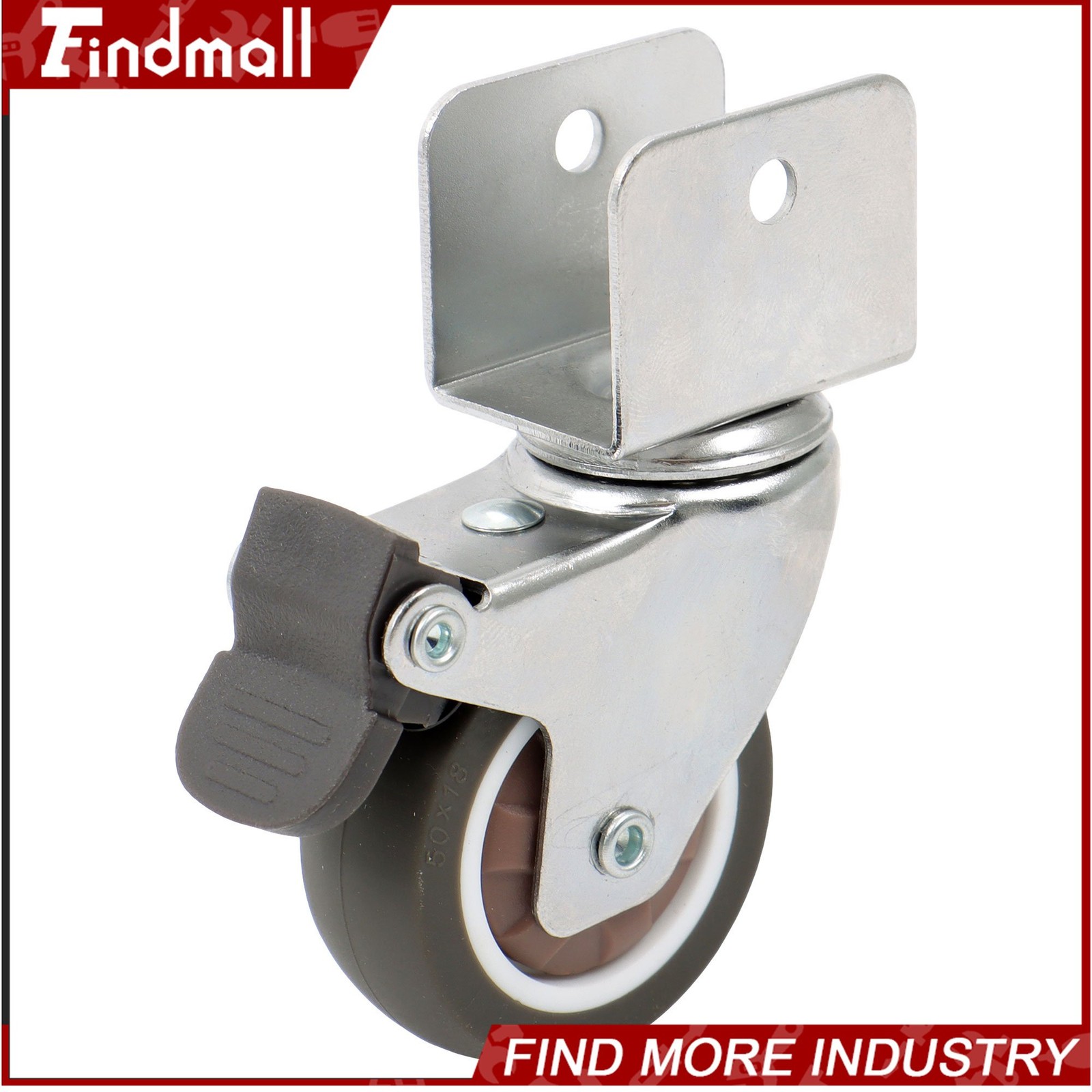 Findmall 4 PCS 2″ U-Bracket Shaped Caster Wheels (2 With Brake & 2 Without)