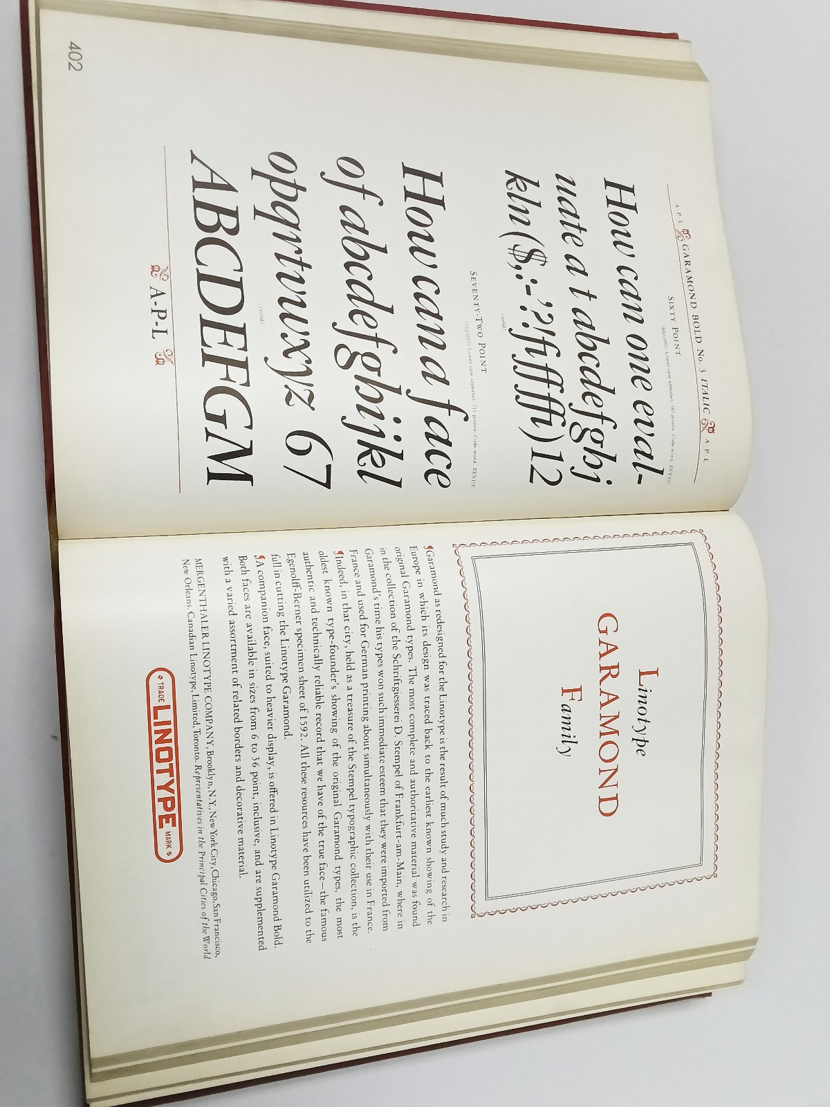Vintage Typography Book: Specimen Book Linotype faces – “Big Red” 1930