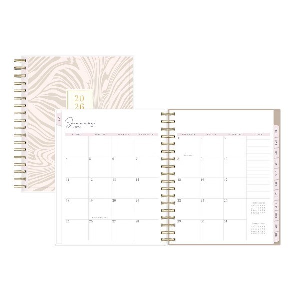 2026 Daily/Monthly Planner 7"x9" Ella Tan Clear Pocket Cover