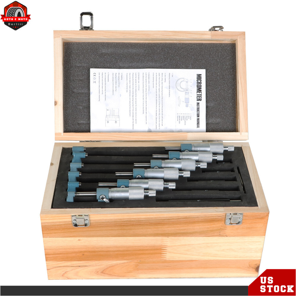 0.0001″ Precision Outside Micrometer 6Pcs Set 0-6″ Carbide Standards Set