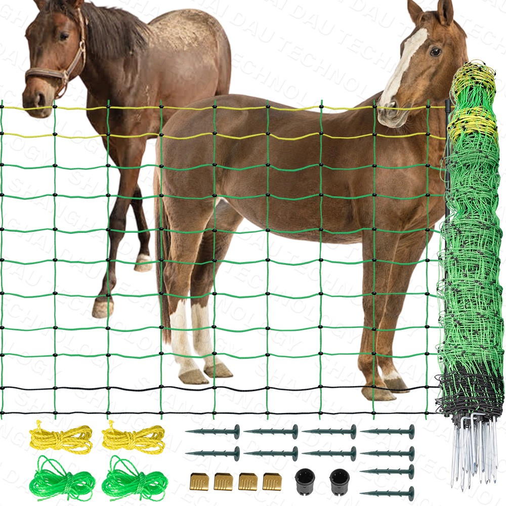 Electric Netting Fence Mesh Kit Goats Fencing 42.5″ H x 164′ L with Posts Spikes