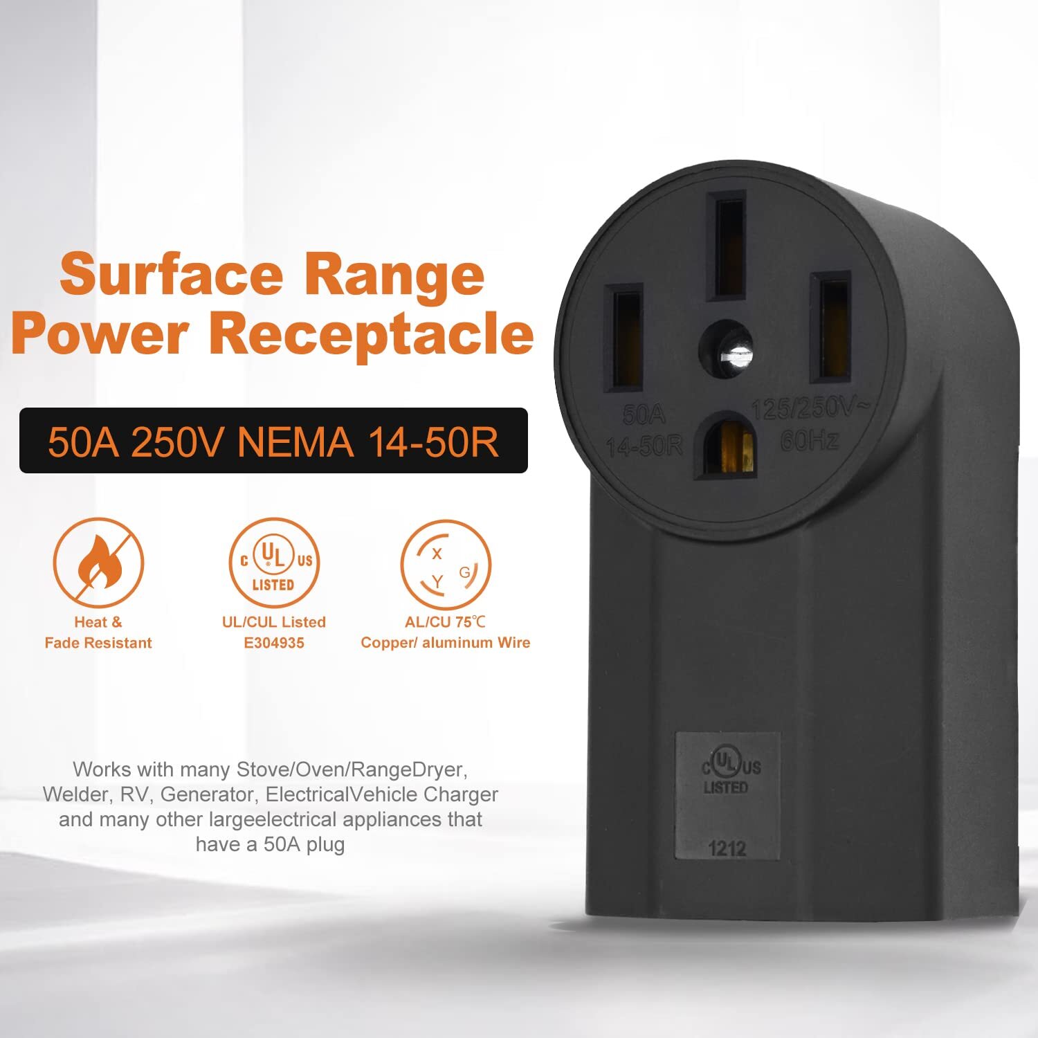 (High Power Plug + Surface Mount Power Receptacle) 30A 50A 125/250V,14-50R