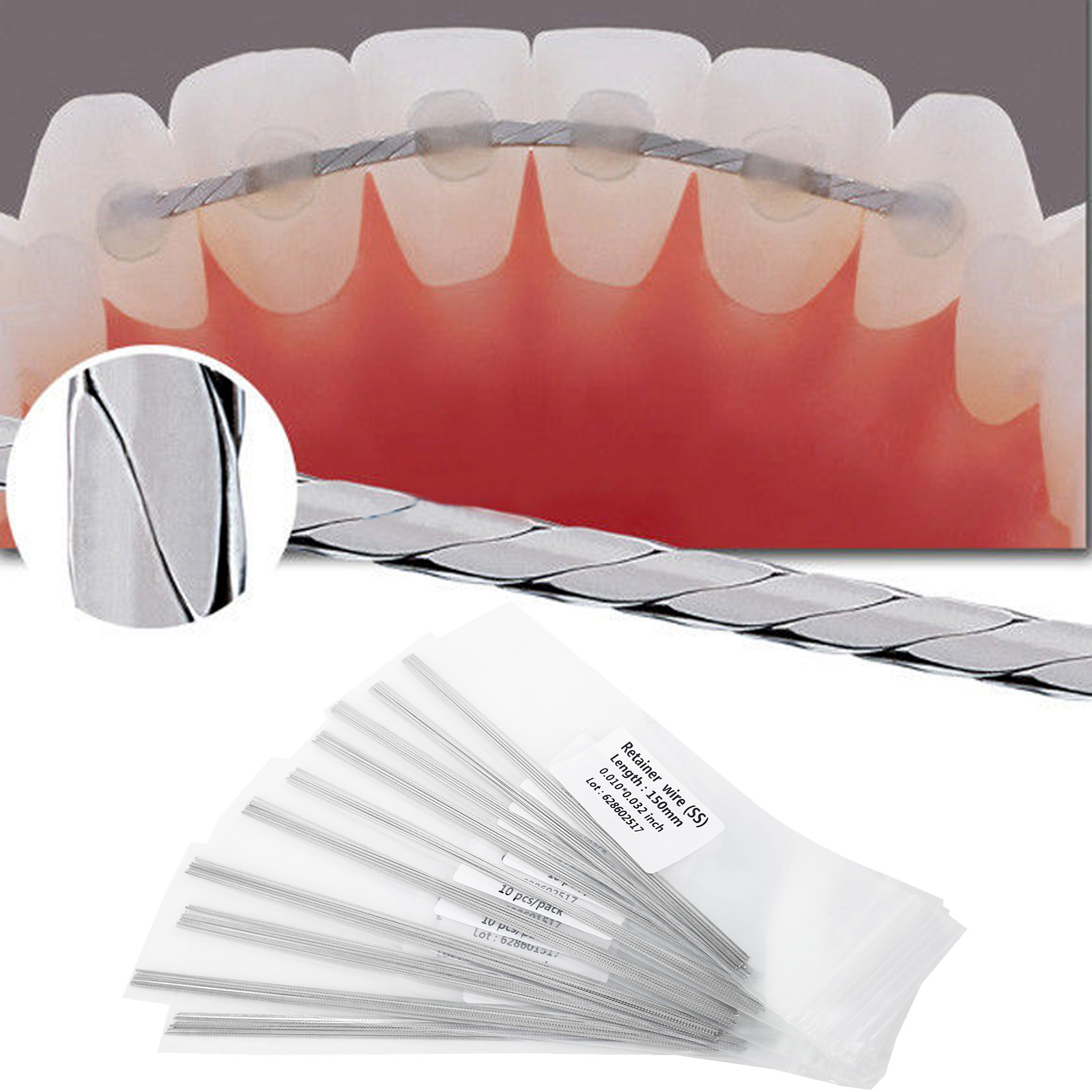 50 Pcs Dental Ortho Retainer Wire Flat Strand Lingual 0.010″ * 0.028″ 0.7mm