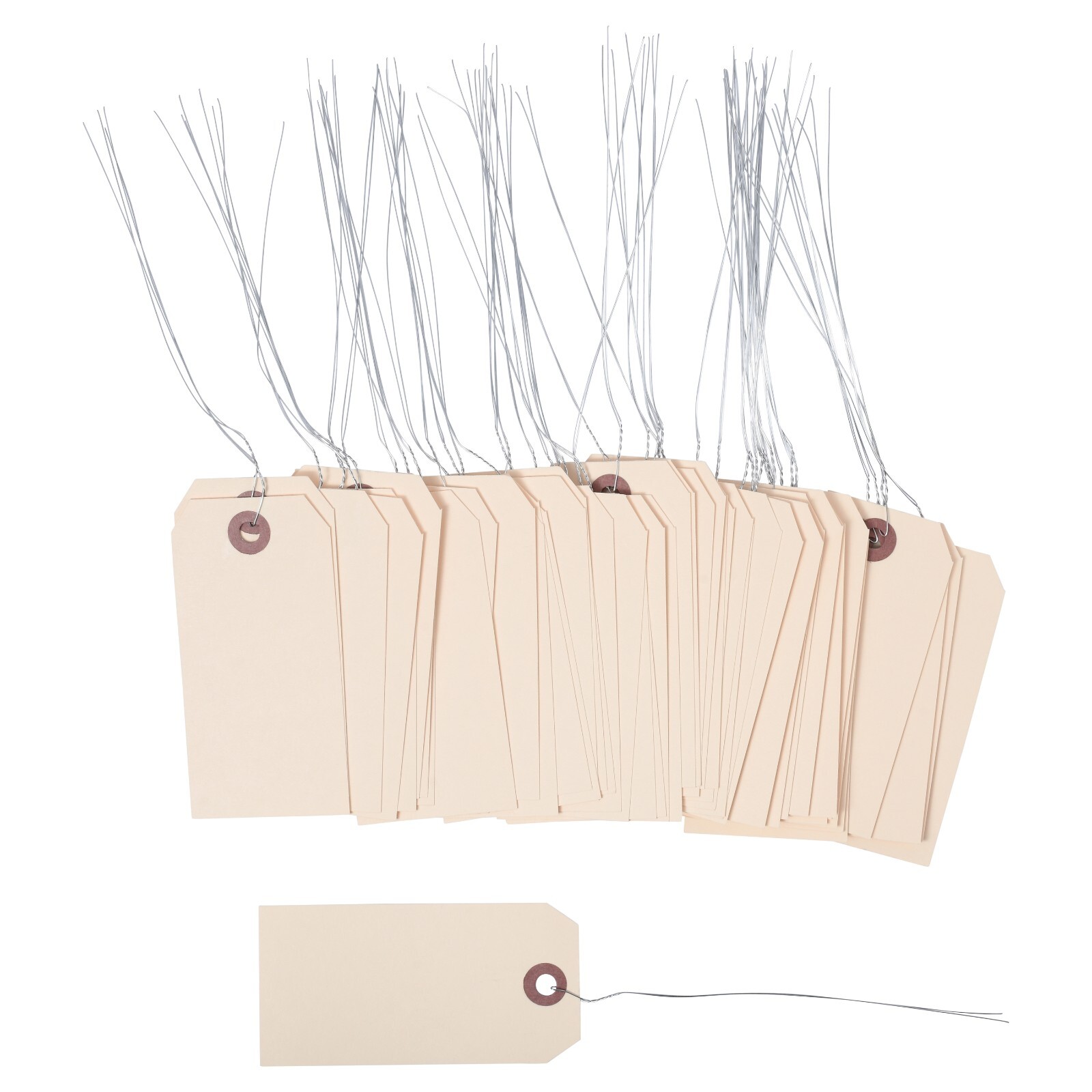 1000- 3 3/4″ x 1 7/8″ Size 3 Manila Inventory Shipping Hang Tags with Wire 13 Pt