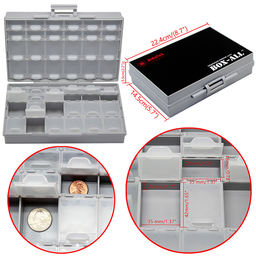 Aidetek 2pcs BOX-ALL-48 Compartments Empty Tiny Small Parts Storage Case USA