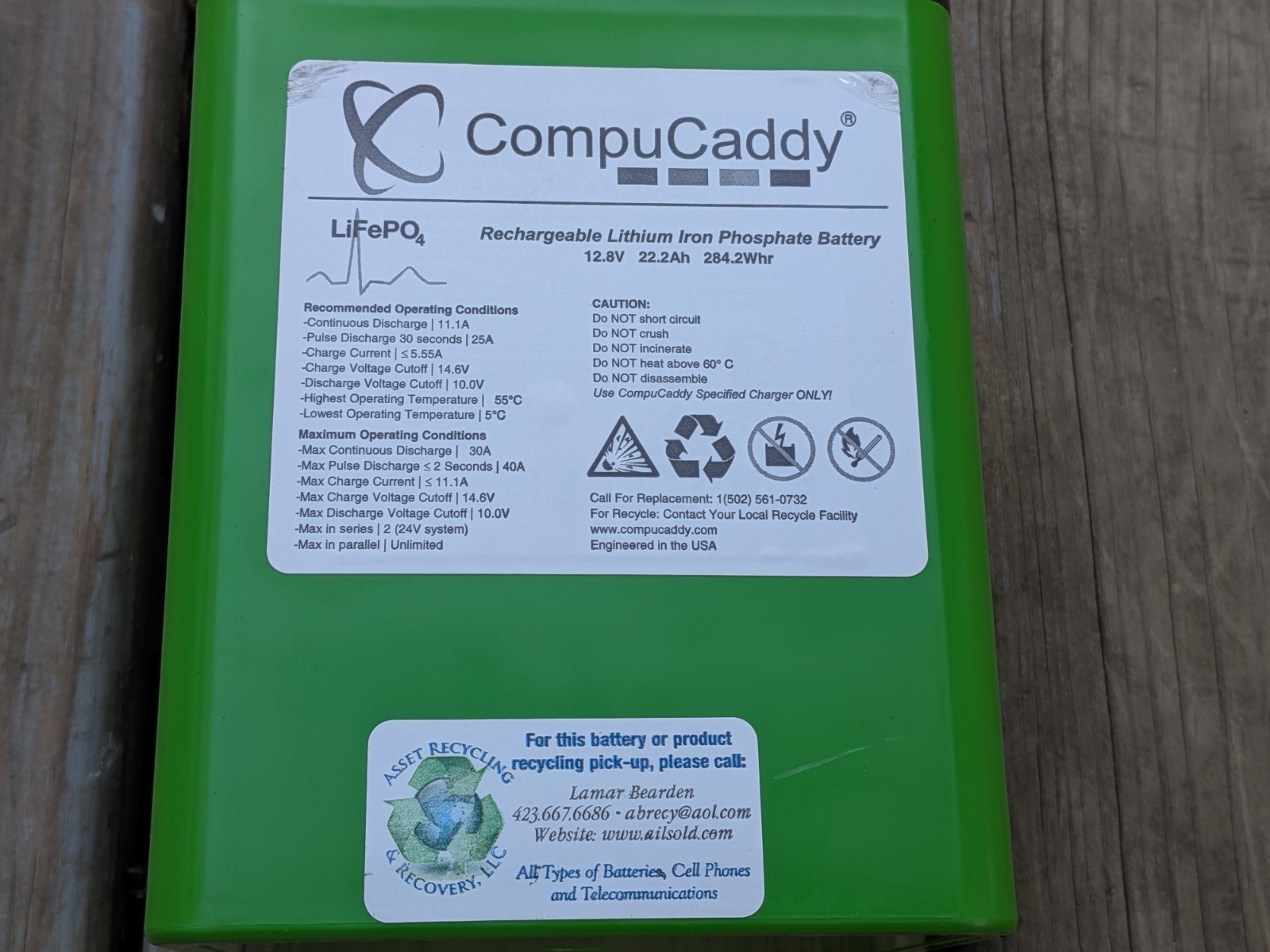 CompuCaddy LiFePO4 12v Battery