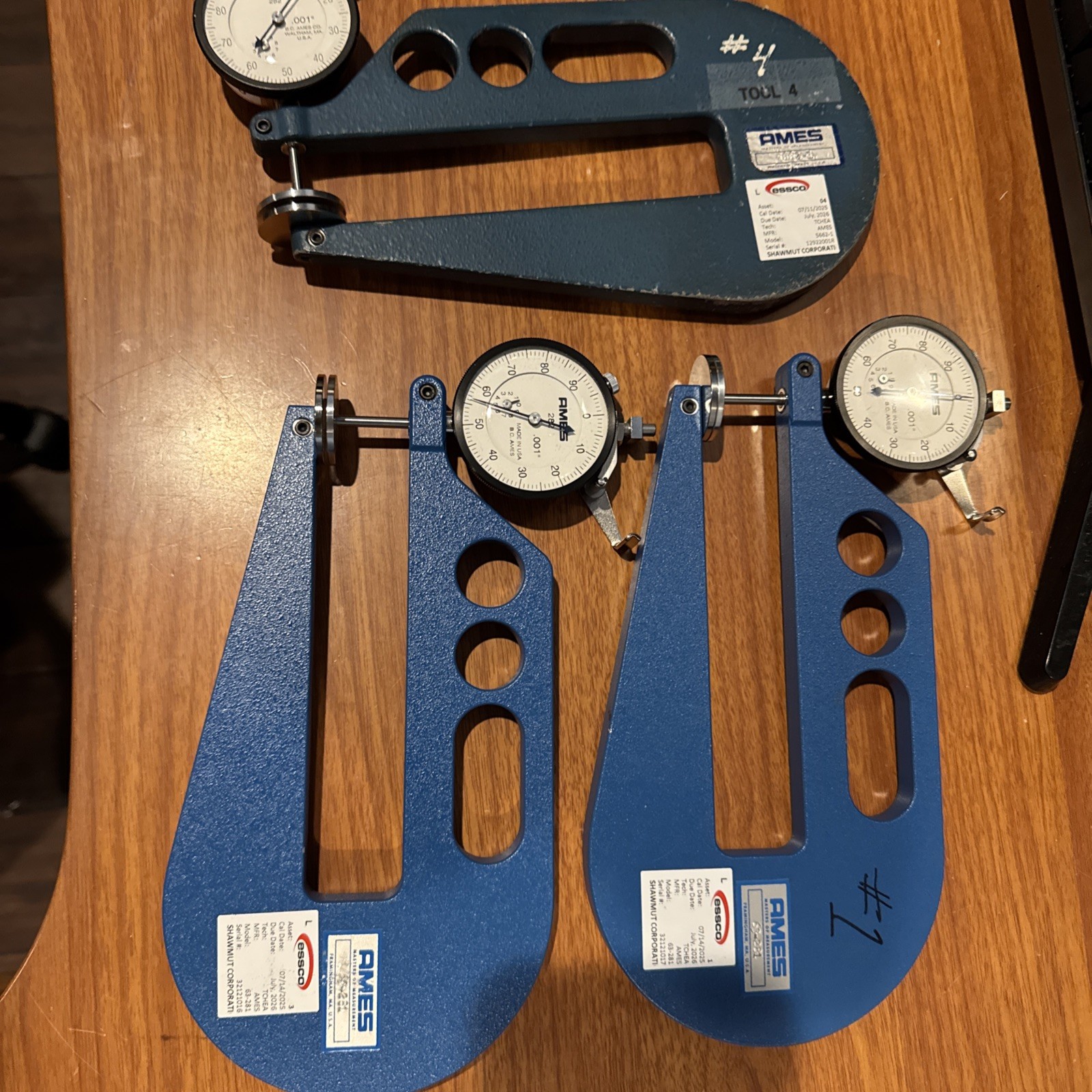 Lot Of 3 Ames 63-281 Feather Touch Thickness Gauge 282 Dial