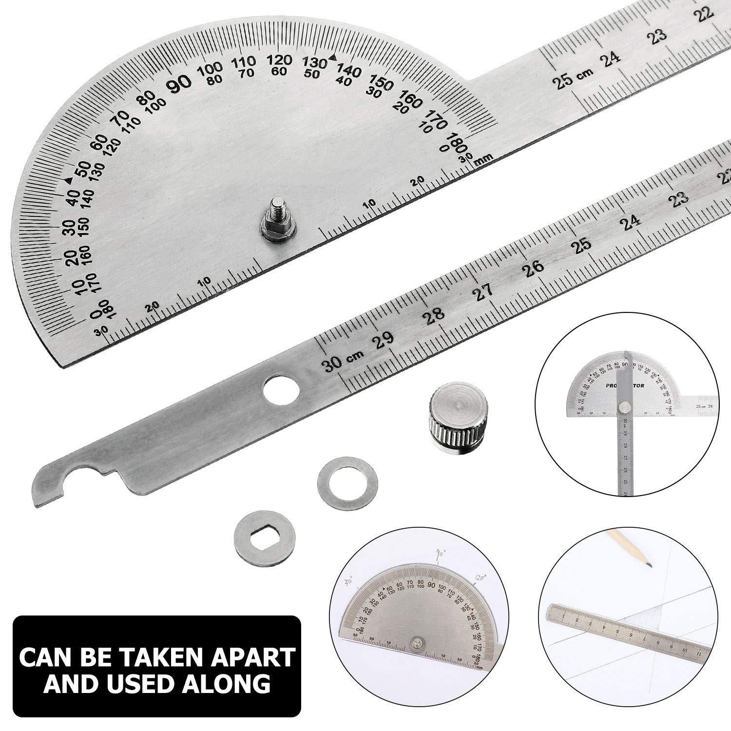 Angle Protractor Angle Finder Ruler Two Arm Stainless Steel Protractor Woodworki