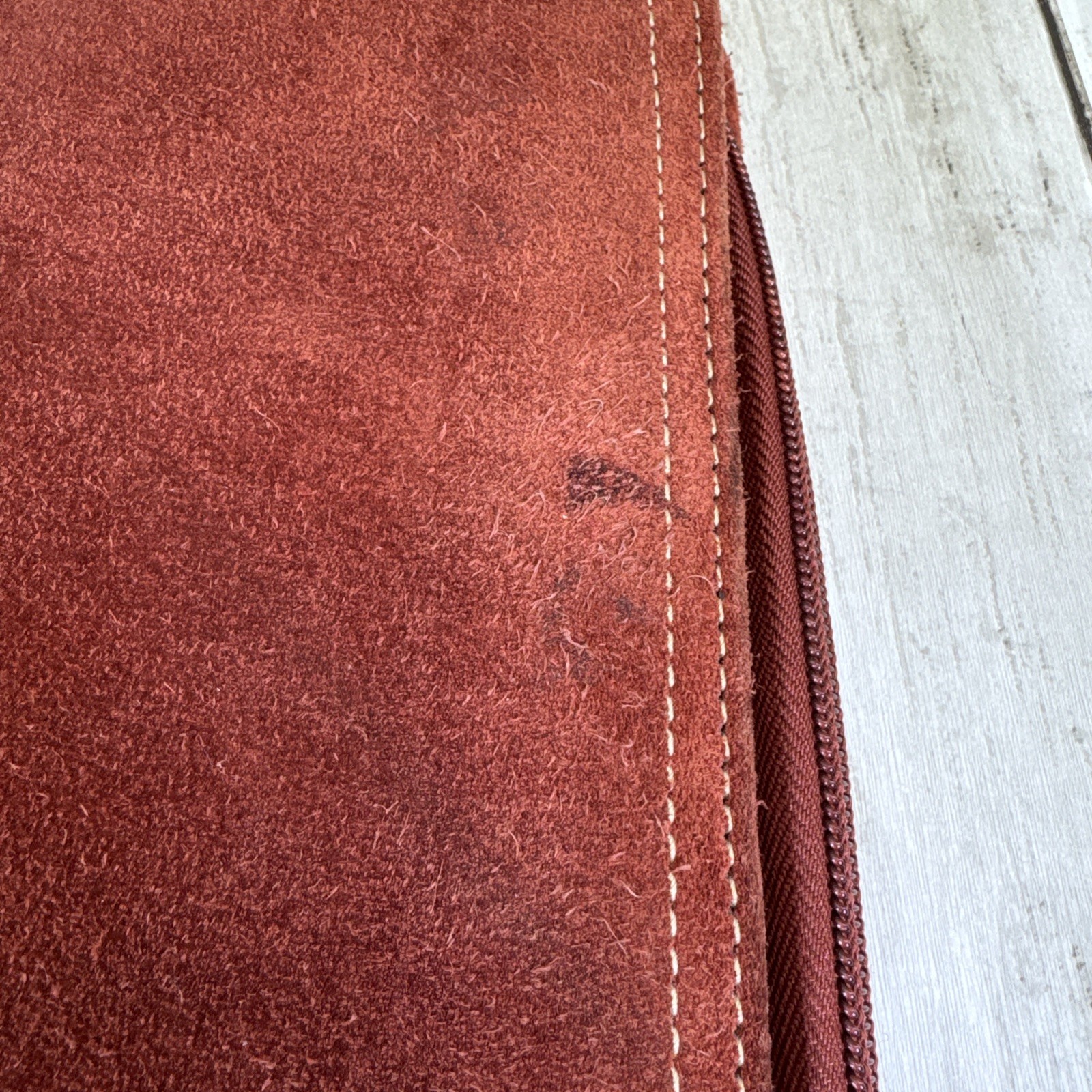 Franklin Covey Cow Suede Leather Zip Around Portfolio Organizer Planner 7 ring