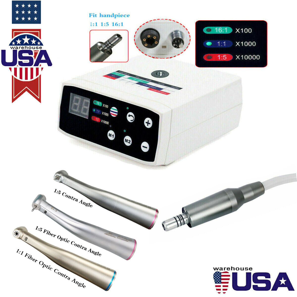NSK Style Dental Brushless Electric Micro Motor 1:1/1:5 Increasing Handpiece ty