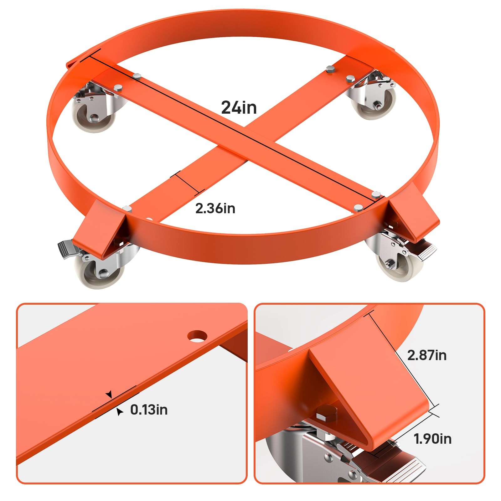 1/2 Pack 55 Gallon Drum Dolly Cart ,Heavy Duty Barrel Dolly Cart w/ Steel Frame