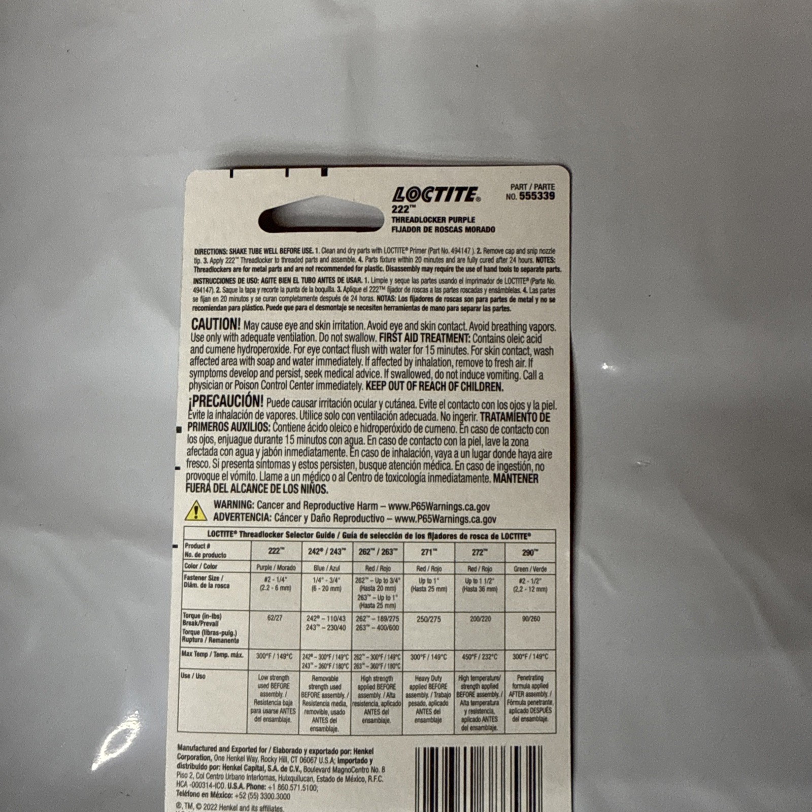 Loctite 222 Threadlocker for Automotive: High-Temperature, Low-Strength 6 ml
