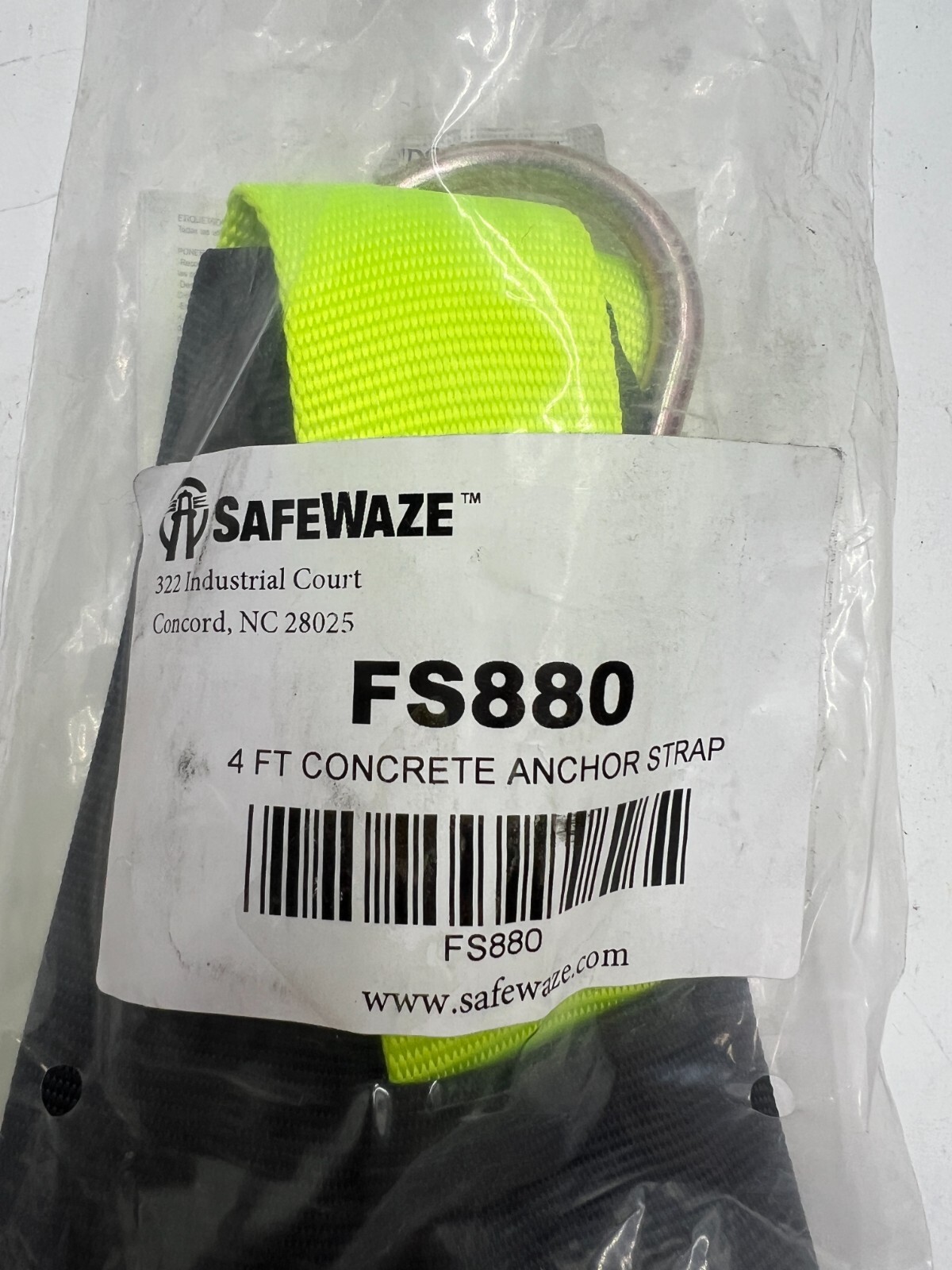 Pack of 5 Fall Safe USA FS880 4′ Concrete Anchor Strap with Wear Pad- D-ring-