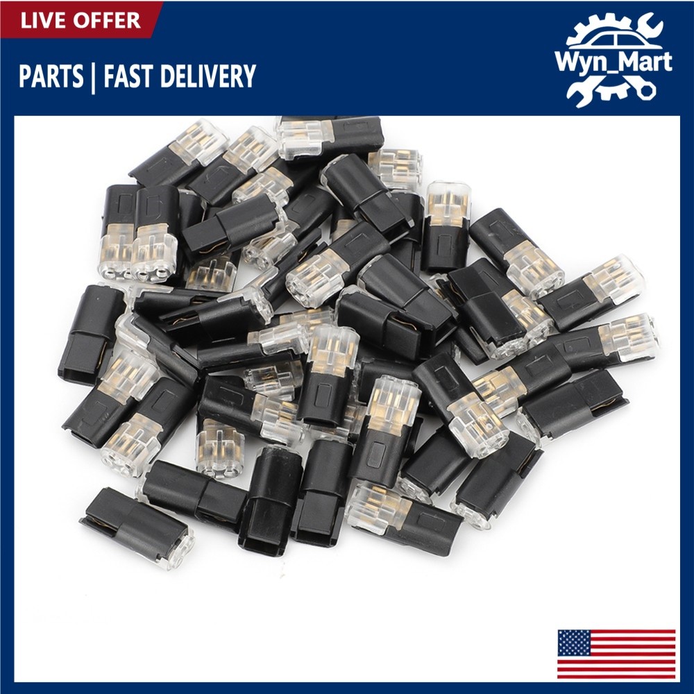 50 pcs Double-Wire Plug-in Connector, Cable Clamp with Locking Buckle, AWG 18-22