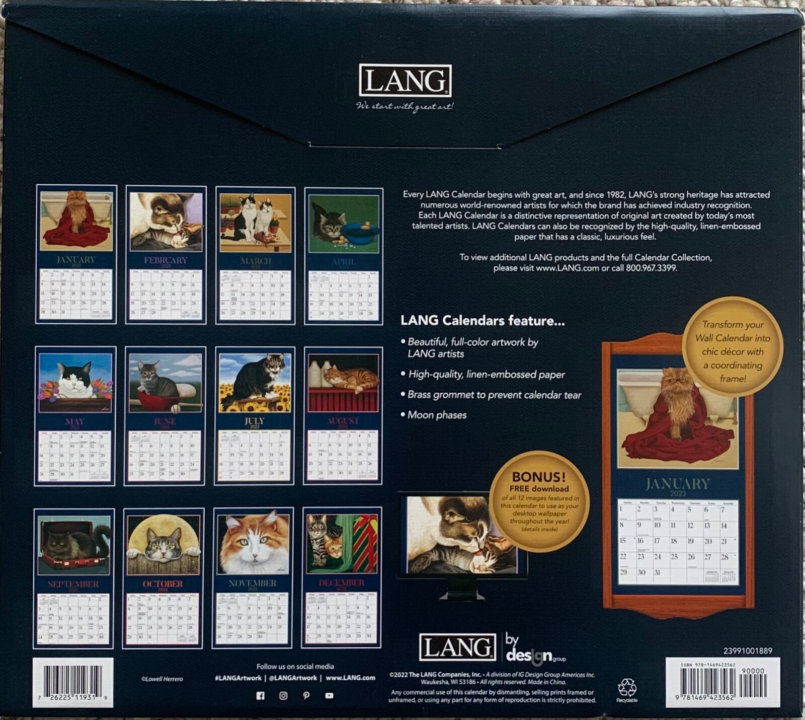 American Cat 2023 Lang Wall Calendar