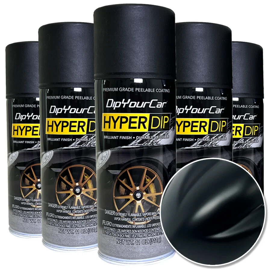 6 PACK – DYC HyperDip Aerosol Frozen Black (Satin) NEW DIPYOURCAR.COM