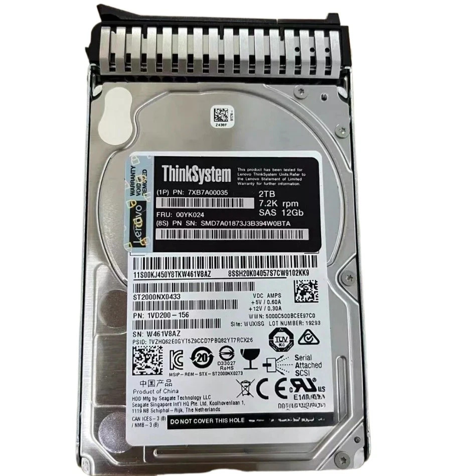 Lenovo 2TB 7XB7A00035 00YK024 2.5″ 7.2K 12GB SAS Hot Swap 512n HDD Hard Drive