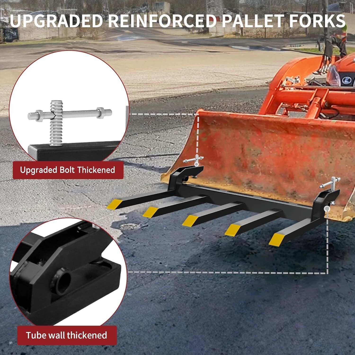42″ Heavy Duty Debris Fork for Tractor Skid Steer Buckets Clamp on Trash Forks