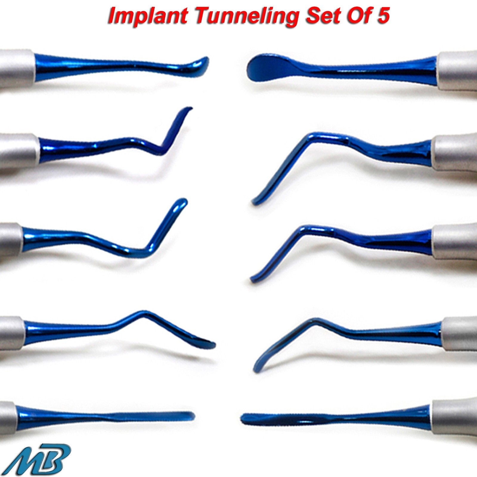 Set Of 5 Implant Sinus Lift Tunneling Elevator Procedure Titanium Dental Tools