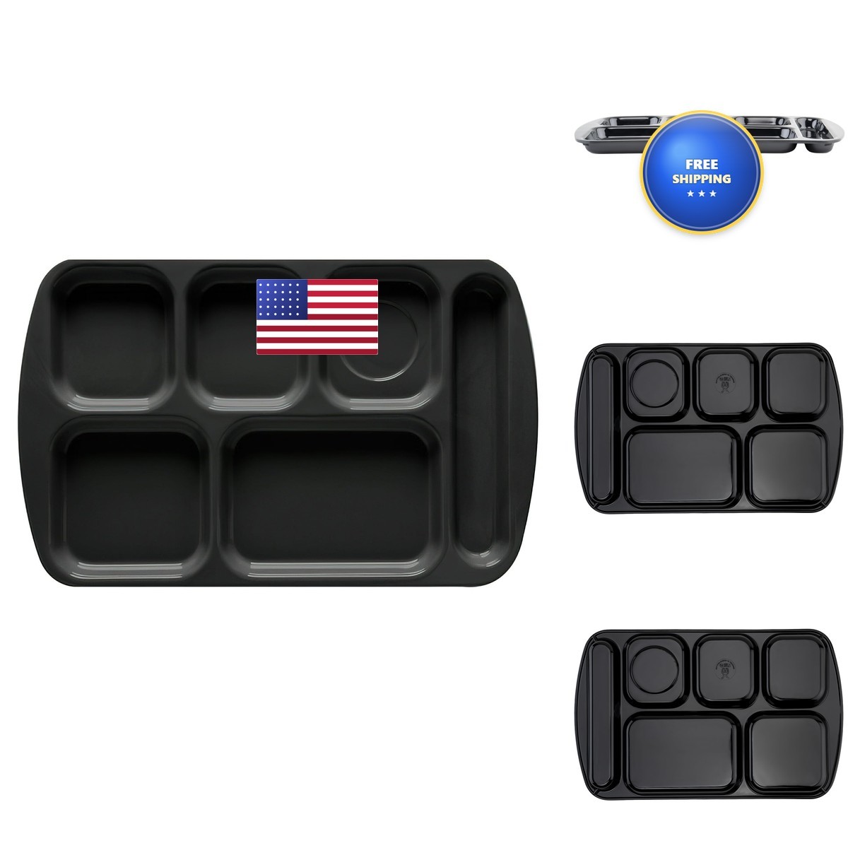 Get G.E.T. 6 Compartment School Cafeteria Tray Right Handed 10 X 15 Black 4