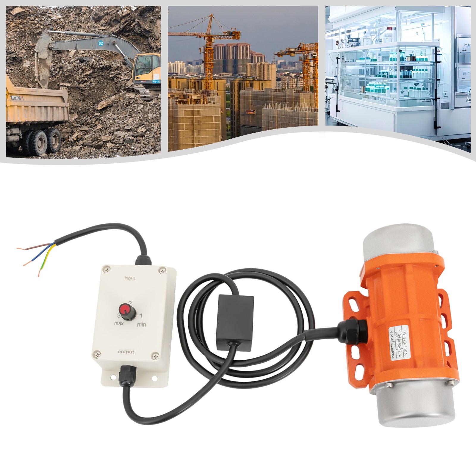 110V 120W Industrial Vibration Motor 1 Phase For Vibrating Screen W/ Controller