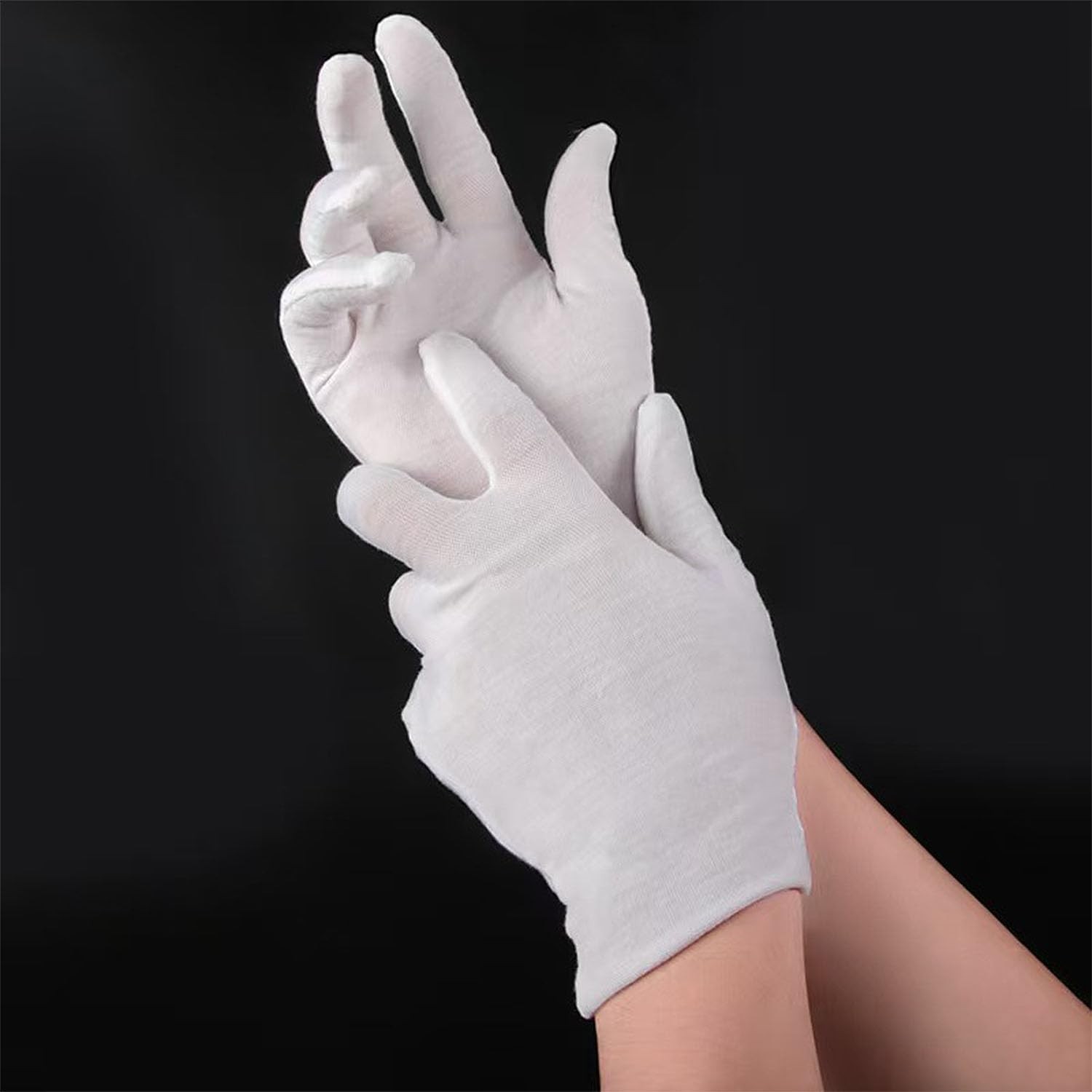 12 Pairs XL+ White Cotton Inspection Gloves – Soft Jewelry Coin Work Gloves